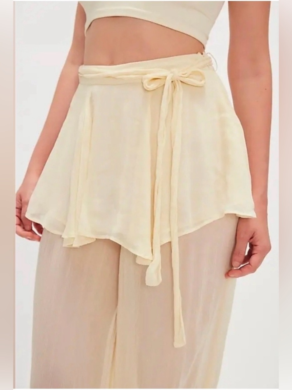 Free People Tongue Tied Sheer Balloon Pants Ivory M NWT Boho Festival - Picture 3 of 9